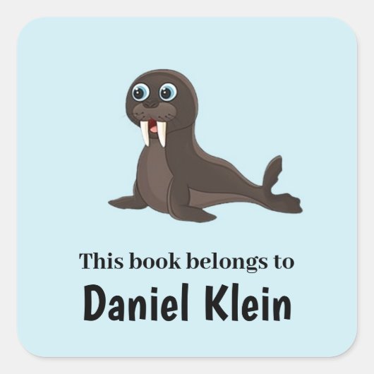 キュートな灰色のシールブルー スクエアシール (正面)