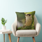 キュートな灰色のジェイWhiskeyjack Songbird針葉樹 クッション (椅子)