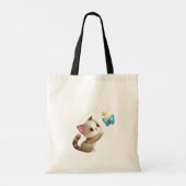 キュートな灰色のピンクの遊猫の青い黄色のバター トートバッグ (裏面)