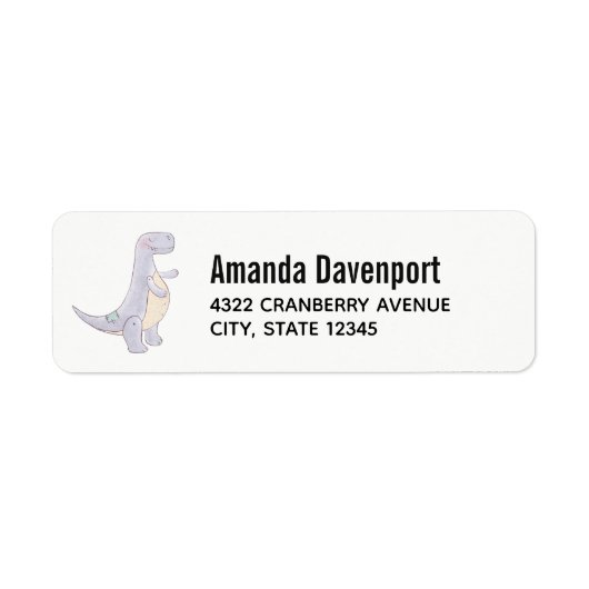 キュートな灰色の恐竜のおもちゃ水彩色 ラベル (正面)