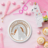 キュートな灰色の恐竜の誕生日パーティカスタムー ペーパープレート (パーティー)