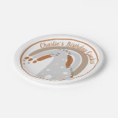 キュートな灰色の恐竜の誕生日パーティカスタムー ペーパープレート (アングル)