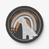 キュートな灰色の恐竜の誕生日パーティカスタムー ペーパープレート (正面)