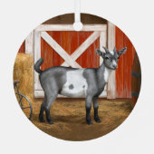 キュートな灰色の斑点ヤギ メタルオーナメント (裏面)