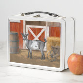 キュートな灰色の斑点ヤギ メタルランチボックス (インサイチュ)