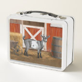 キュートな灰色の斑点ヤギ メタルランチボックス (裏面)