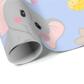 キュートな灰色の白象マウスのピーナッツチーズ ラッピングペーパー (ロールコーナー)