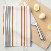 キュートな灰色の茶色のストライプ キッチンタオル (四つ折り)