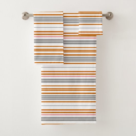 キュートな灰色の茶色のストライプ バスタオルセット (インサイチュ)