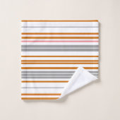 キュートな灰色の茶色のストライプ バスタオルセット (ウォッシュタオル)