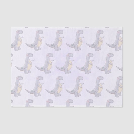 キュートな灰色ティラノサウルスレックス恐竜の玩具パターン 薄葉紙 (正面)