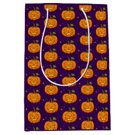 キュートな炎のカボチャのハロウィンギフトバッグ ミディアムペーパーバッグ