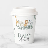 キュートな熱帯サファリ野生動物ジャングルグリーン 紙コップ (裏面)