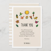 キュートな熱帯ジャングルベビーシャワー サンキューカード (正面/裏面)