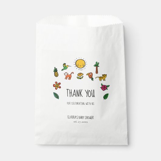 キュートな熱帯ジャングルベビーシャワー フェイバーバッグ (正面)
