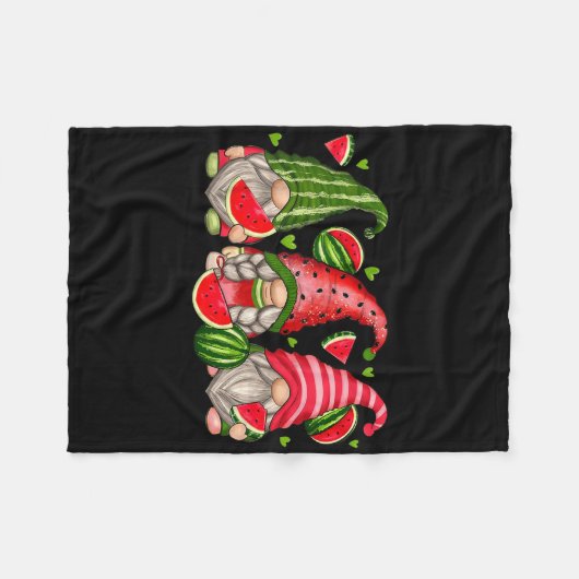 キュートな熱帯スイカ格言グノミーサマーヴァック フリースブランケット (正面(横))