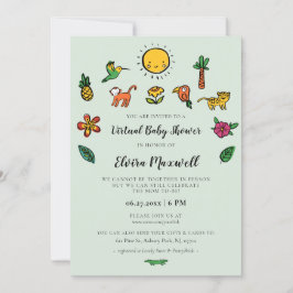 キュートな熱帯バーチャルベビーシャワー 招待状