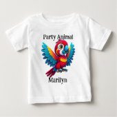 キュートな熱帯パーティー動物ベビー野生のマコーオウム ベビーTシャツ (正面)