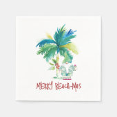 キュートな熱帯ビーチクリスマス スタンダードカクテルナプキン (正面)