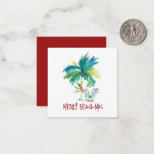 キュートな熱帯ビーチクリスマス ノートカード (正面/裏面インサイチュ)