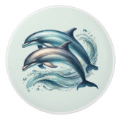 キュートな熱帯ビーチハウスイルカ セラミックノブ (正面)