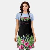 キュートな熱帯フローラと皮肉引用文 エプロン (着用した状態)