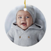 キュートな熱帯恐竜ベビー第1クリスマス セラミックオーナメント (裏面)