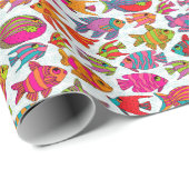 キュートな熱帯魚レッドターコイズ紫 ラッピングペーパー (ロールコーナー)