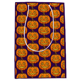 キュートな燃えるカボチャのハロウィンギフトバッグ ミディアムペーパーバッグ