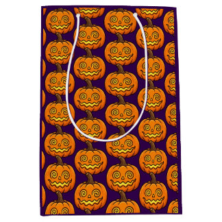キュートな燃えるカボチャのハロウィンギフトバッグ ミディアムペーパーバッグ