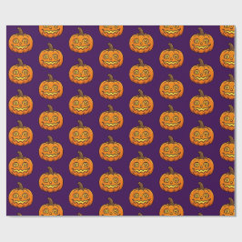 キュートな燃えるカボチャのハロウィンパターンの包装 ラッピングペーパー