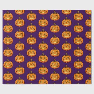 キュートな燃えるカボチャのハロウィンパターンの包装 ラッピングペーパー