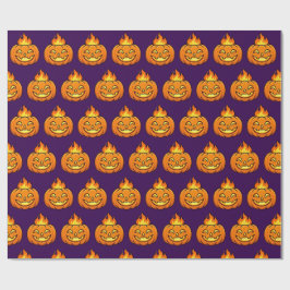 キュートな燃えるカボチャのハロウィンパターン包装 ラッピングペーパー