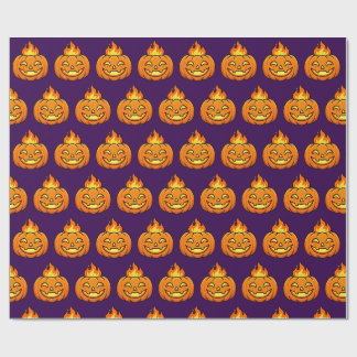 キュートな燃えるカボチャのハロウィンパターン包装 ラッピングペーパー