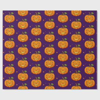 キュートな燃えるカボチャのハロウィンパターン包装 ラッピングペーパー