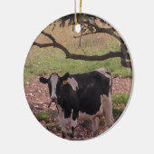 キュートな牛の木の国のクリスマス セラミックオーナメント (左)