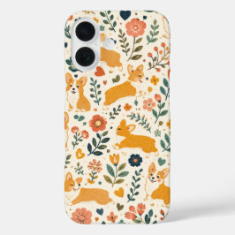 キュートな犬のフォークアート 幻想的なハンドメイド  iPhone 16ケース