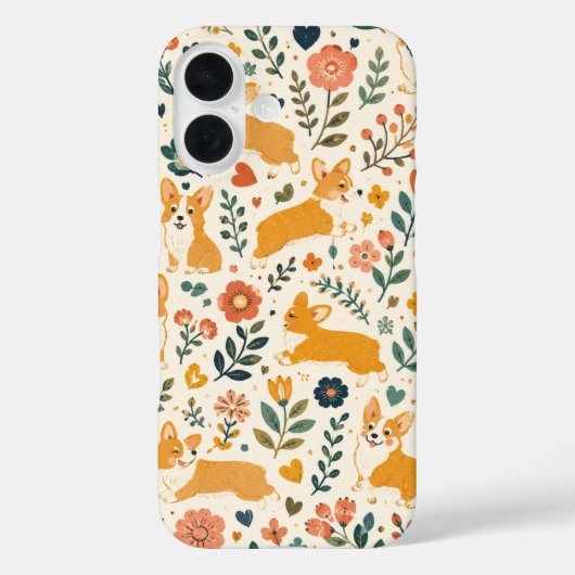 キュートな犬のフォークアート 幻想的なハンドメイド  Case-Mate iPhoneケース (裏面)