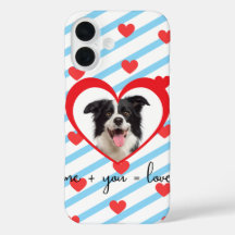 キュートな犬の愛をテーマにしたスマホケース - 私 + あなた = 愛 - Adora
