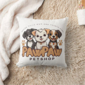 キュートな犬好きのためのスロー枕 "Paw Paw Pet Shop" クッション (ブランケット)