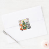 キュートな狐、たぬき、うさぎのクリスマス記念品 スクエアシール (封筒)