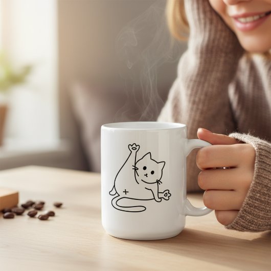 キュートな猫がお尻をペロペロ ブラックハンド マグカップ