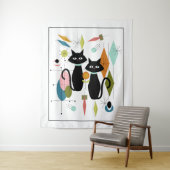 キュートな猫たちモダン タペストリー (インサイチュ)