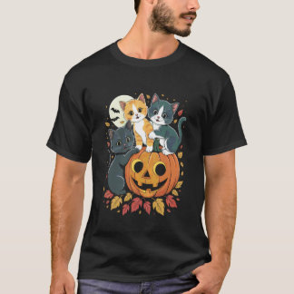 キュートな猫のかぼちゃのハロウィーンの不気味な季節のヴィンテージM Tシャツ