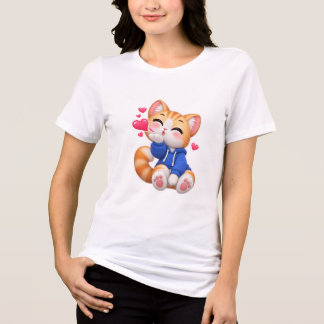 キュートな猫のキス スタッカー トライブレンドTシャツ