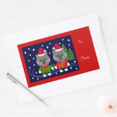 キュートな猫のクリスマスシール 長方形シール (封筒)