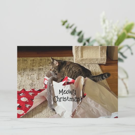キュートな猫のクリスマス、プレゼントホリデーカード シーズンカード (スタンド正面)