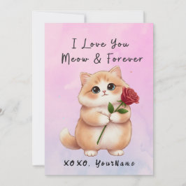 キュートな猫のバレンタインカード I Love You Meow & Forever シーズンカード