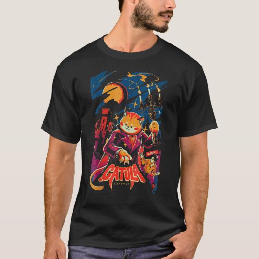 キュートな猫の吸血鬼の邪悪な魔法のニャー C Tシャツ (正面)