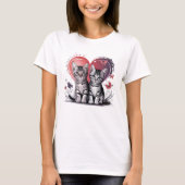 キュートな猫の愛ユニセックス Tシャツ (正面)